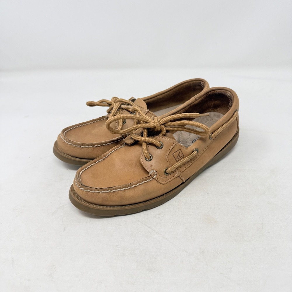 Sperry Top-Sider Boat Shoes Tan 6.5M Preppy Casual Leather Coastal Nautical